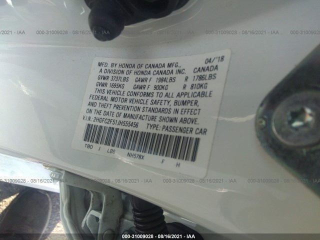 Photo 8 VIN: 2HGFC2F51JH555456 - HONDA CIVIC SEDAN 