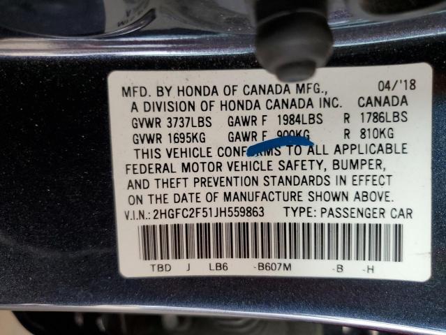 Photo 11 VIN: 2HGFC2F51JH559863 - HONDA CIVIC LX 