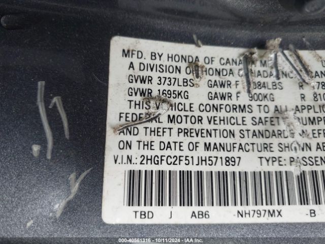 Photo 8 VIN: 2HGFC2F51JH571897 - HONDA CIVIC 