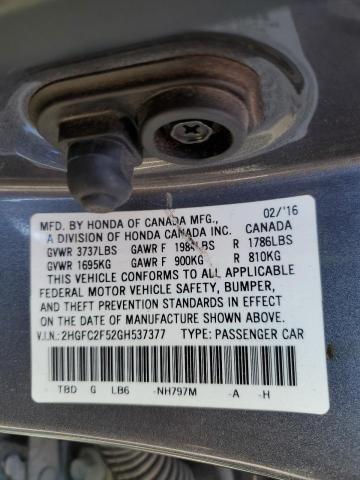 Photo 11 VIN: 2HGFC2F52GH537377 - HONDA CIVIC 