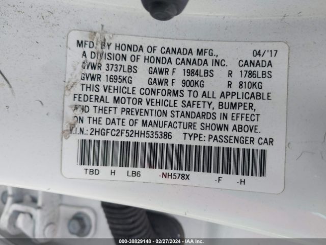 Photo 8 VIN: 2HGFC2F52HH535386 - HONDA CIVIC 