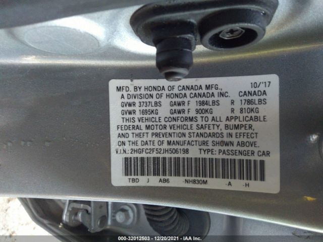 Photo 8 VIN: 2HGFC2F52JH506198 - HONDA CIVIC SEDAN 