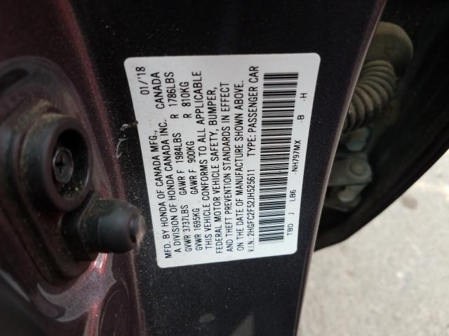 Photo 9 VIN: 2HGFC2F52JH525611 - HONDA CIVIC LX 