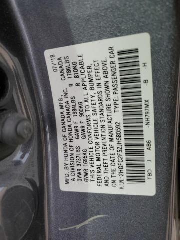 Photo 11 VIN: 2HGFC2F52JH580592 - HONDA CIVIC 