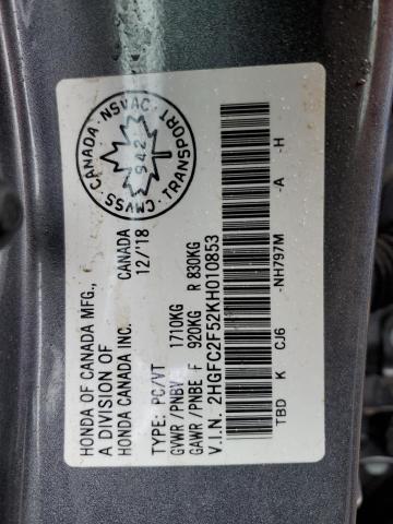 Photo 12 VIN: 2HGFC2F52KH010853 - HONDA CIVIC LX 