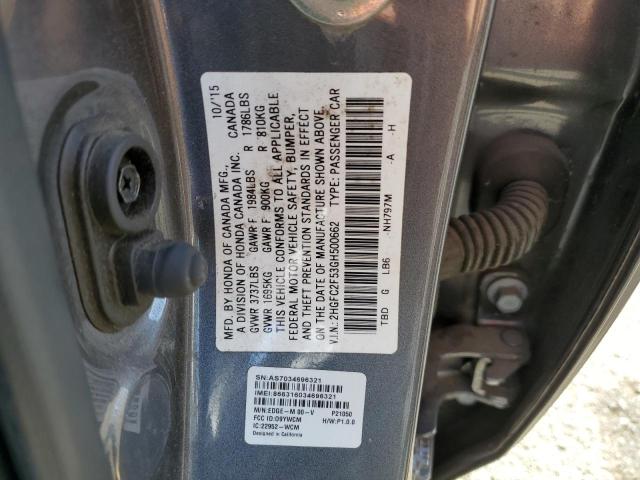 Photo 11 VIN: 2HGFC2F53GH500662 - HONDA CIVIC LX 