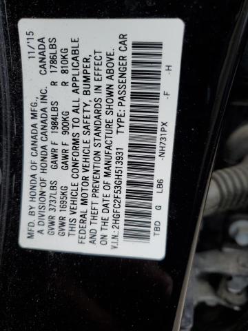 Photo 11 VIN: 2HGFC2F53GH513931 - HONDA CIVIC LX 