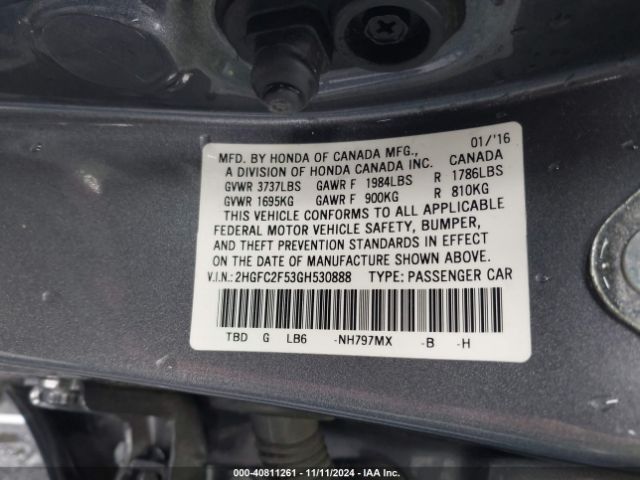 Photo 8 VIN: 2HGFC2F53GH530888 - HONDA CIVIC 