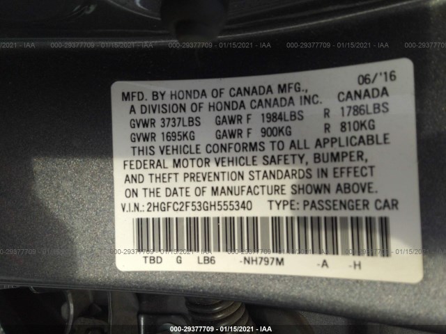 Photo 8 VIN: 2HGFC2F53GH555340 - HONDA CIVIC SEDAN 