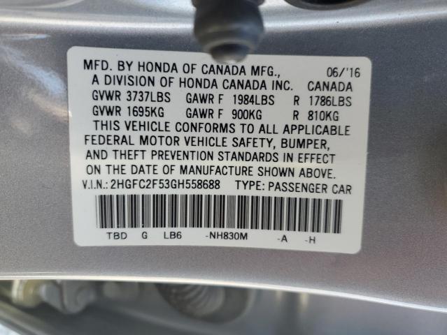 Photo 11 VIN: 2HGFC2F53GH558688 - HONDA CIVIC LX 