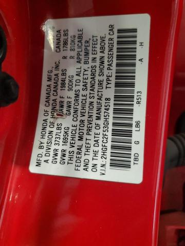 Photo 11 VIN: 2HGFC2F53GH574518 - HONDA CIVIC 