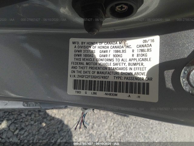 Photo 8 VIN: 2HGFC2F53GH574907 - HONDA CIVIC SEDAN 