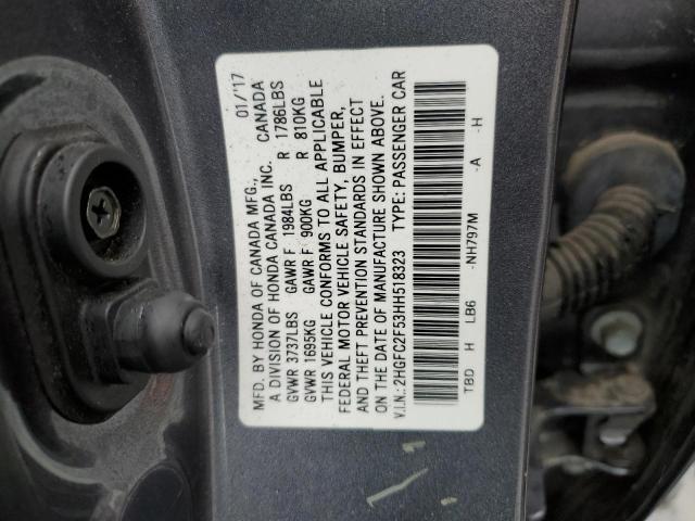 Photo 11 VIN: 2HGFC2F53HH518323 - HONDA CIVIC 