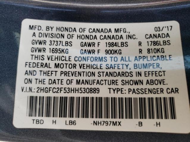 Photo 12 VIN: 2HGFC2F53HH530889 - HONDA CIVIC LX 