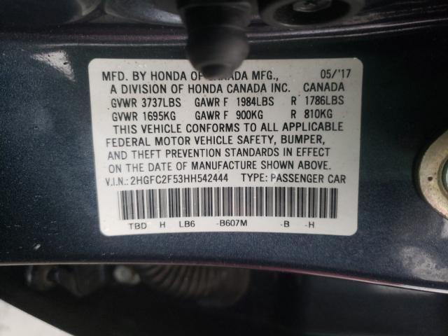 Photo 9 VIN: 2HGFC2F53HH542444 - HONDA CIVIC LX 