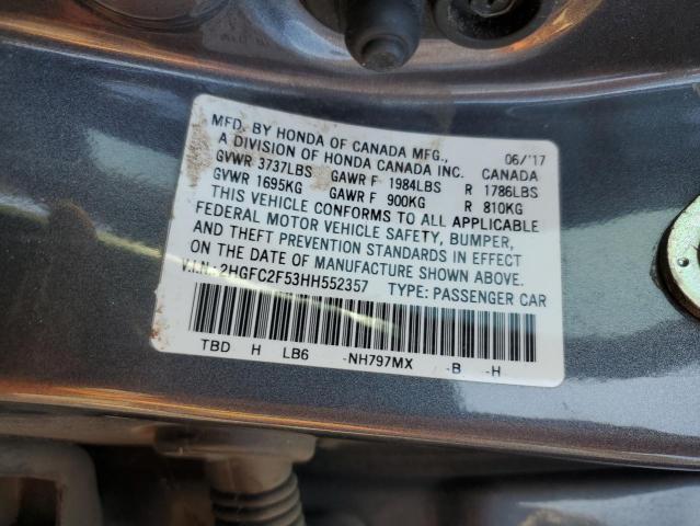 Photo 12 VIN: 2HGFC2F53HH552357 - HONDA CIVIC LX 