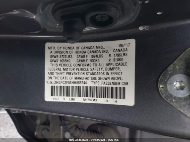 Photo 8 VIN: 2HGFC2F53HH555744 - HONDA CIVIC 