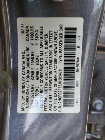 Photo 12 VIN: 2HGFC2F53JH505478 - HONDA CIVIC LX 