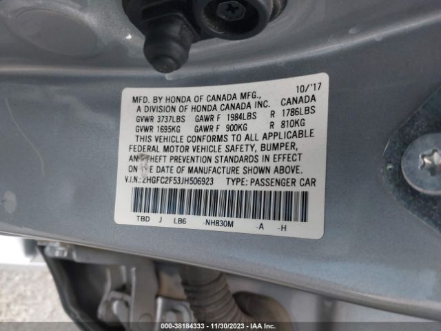 Photo 8 VIN: 2HGFC2F53JH506923 - HONDA CIVIC 