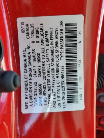 Photo 11 VIN: 2HGFC2F53JH541722 - HONDA CIVIC LX 