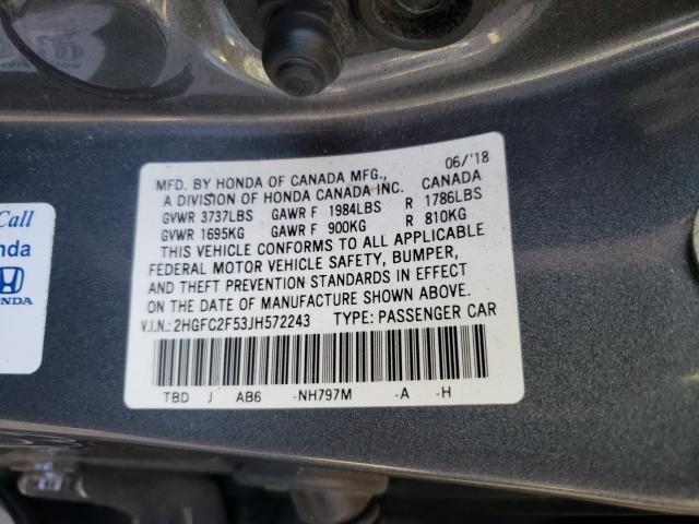 Photo 7 VIN: 2HGFC2F53JH572243 - HONDA CIVIC LX 