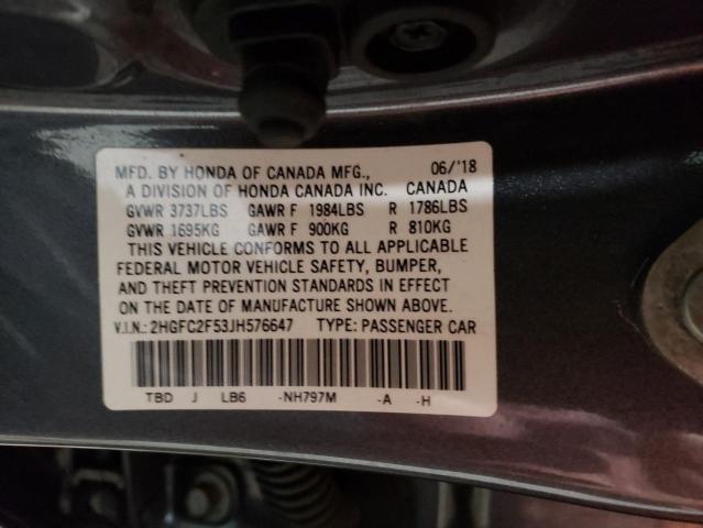 Photo 11 VIN: 2HGFC2F53JH576647 - HONDA CIVIC LX 