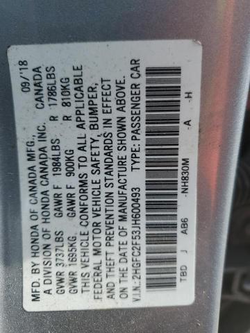 Photo 11 VIN: 2HGFC2F53JH600493 - HONDA CIVIC 