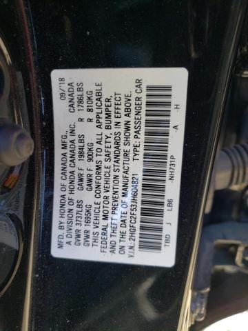 Photo 11 VIN: 2HGFC2F53JH604821 - HONDA CIVIC 