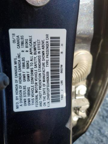 Photo 11 VIN: 2HGFC2F53JH606309 - HONDA CIVIC LX 