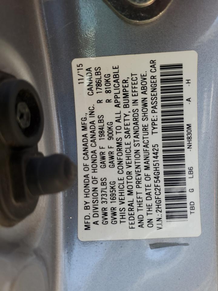 Photo 11 VIN: 2HGFC2F54GH514425 - HONDA CIVIC 