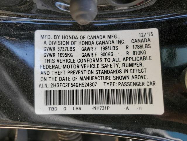 Photo 11 VIN: 2HGFC2F54GH524307 - HONDA CIVIC LX 