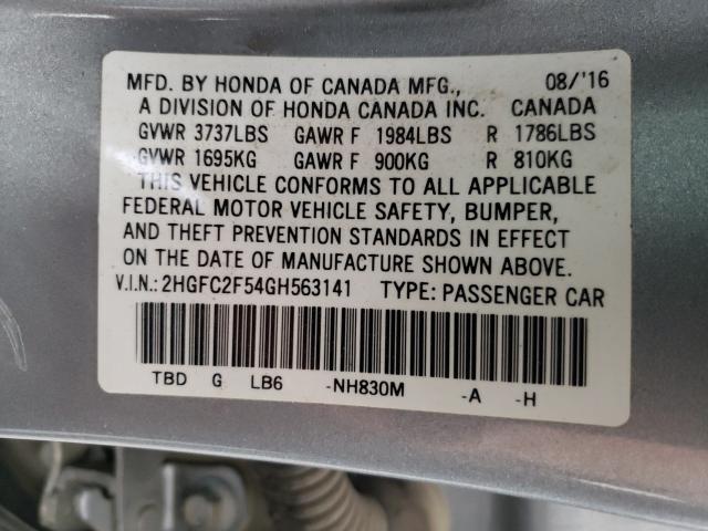 Photo 9 VIN: 2HGFC2F54GH563141 - HONDA CIVIC LX 