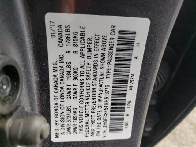 Photo 9 VIN: 2HGFC2F54HH513776 - HONDA CIVIC LX 