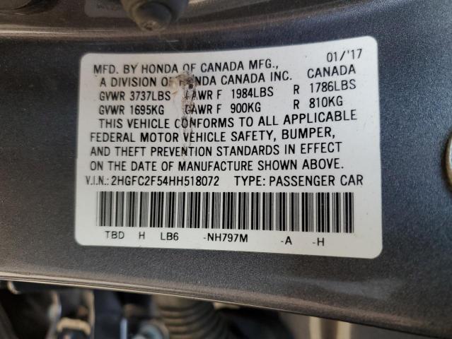 Photo 11 VIN: 2HGFC2F54HH518072 - HONDA CIVIC LX 