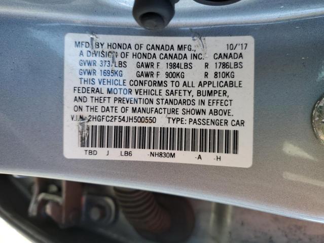 Photo 11 VIN: 2HGFC2F54JH500550 - HONDA CIVIC 