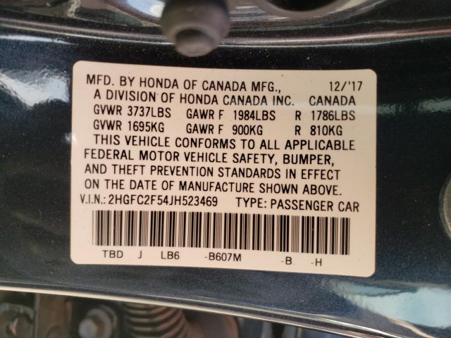 Photo 9 VIN: 2HGFC2F54JH523469 - HONDA CIVIC LX 