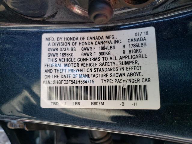 Photo 11 VIN: 2HGFC2F54JH534715 - HONDA CIVIC LX 