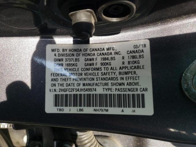 Photo 9 VIN: 2HGFC2F54JH549974 - HONDA CIVIC LX 