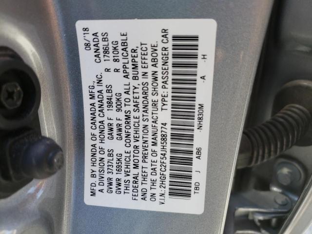 Photo 11 VIN: 2HGFC2F54JH588774 - HONDA CIVIC LX 