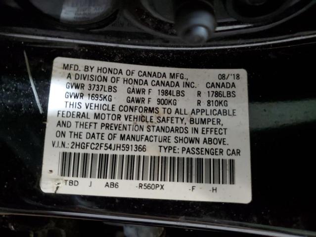 Photo 12 VIN: 2HGFC2F54JH591366 - HONDA CIVIC LX 