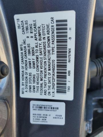 Photo 9 VIN: 2HGFC2F54JH602270 - HONDA CIVIC LX 