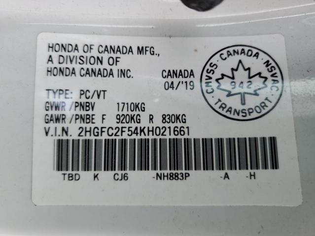 Photo 11 VIN: 2HGFC2F54KH021661 - HONDA CIVIC LX 