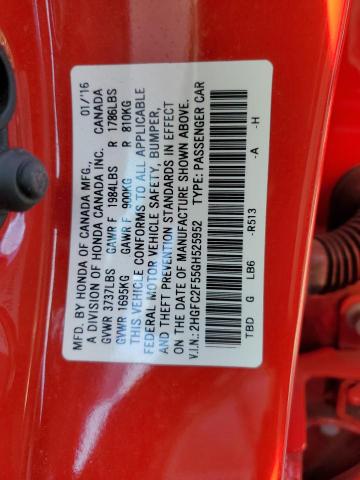 Photo 12 VIN: 2HGFC2F55GH525952 - HONDA CIVIC LX 