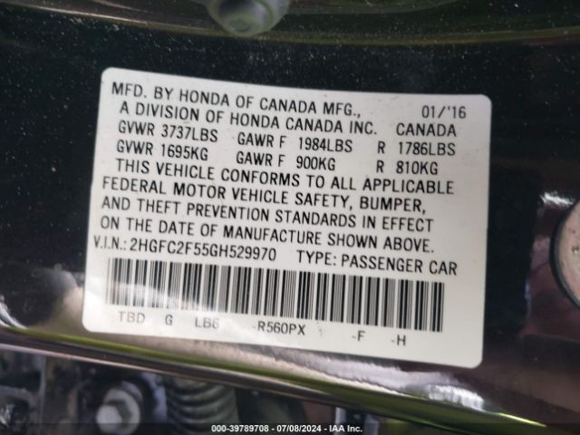 Photo 8 VIN: 2HGFC2F55GH529970 - HONDA CIVIC 