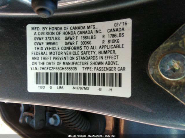 Photo 8 VIN: 2HGFC2F55GH536305 - HONDA CIVIC 