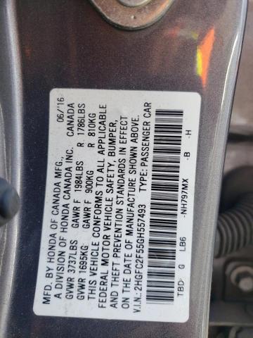 Photo 11 VIN: 2HGFC2F55GH557493 - HONDA CIVIC 