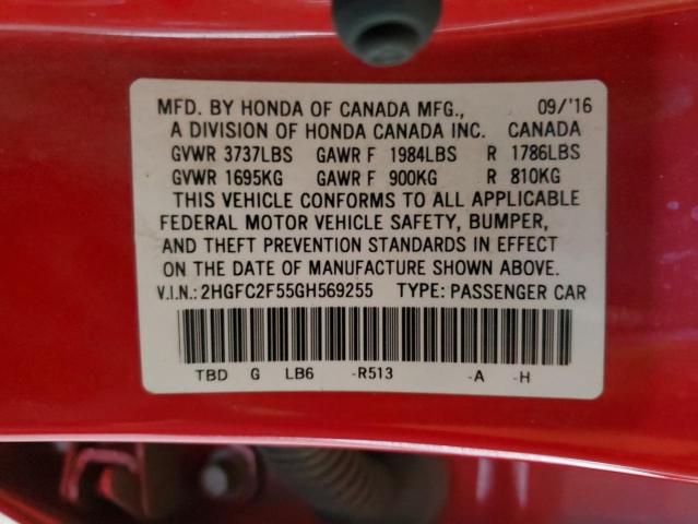 Photo 12 VIN: 2HGFC2F55GH569255 - HONDA CIVIC 