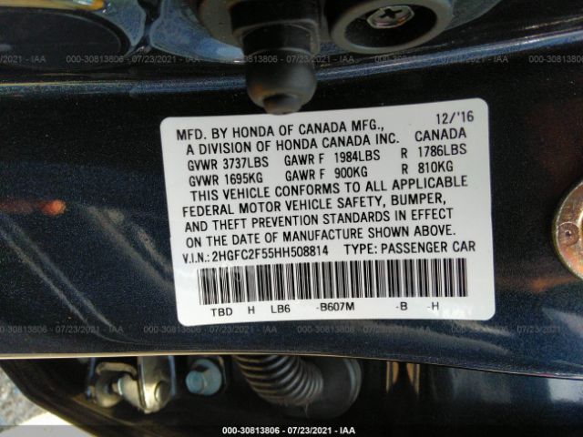 Photo 8 VIN: 2HGFC2F55HH508814 - HONDA CIVIC SEDAN 