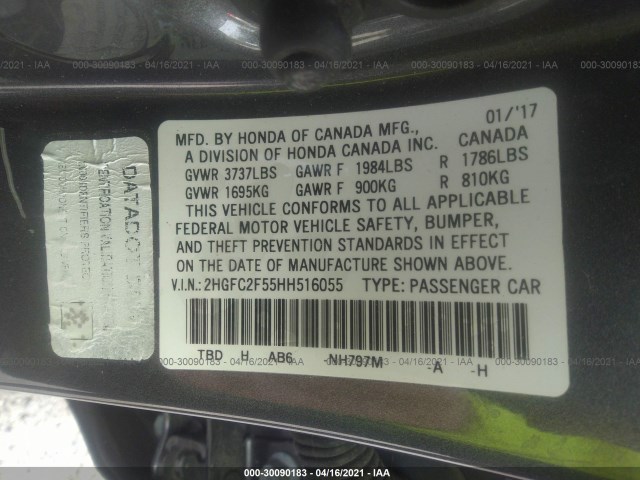 Photo 8 VIN: 2HGFC2F55HH516055 - HONDA CIVIC SEDAN 