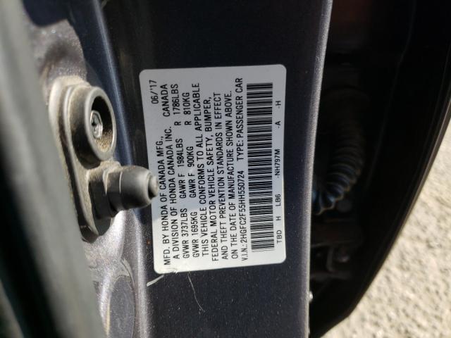 Photo 9 VIN: 2HGFC2F55HH550724 - HONDA CIVIC SEDAN 